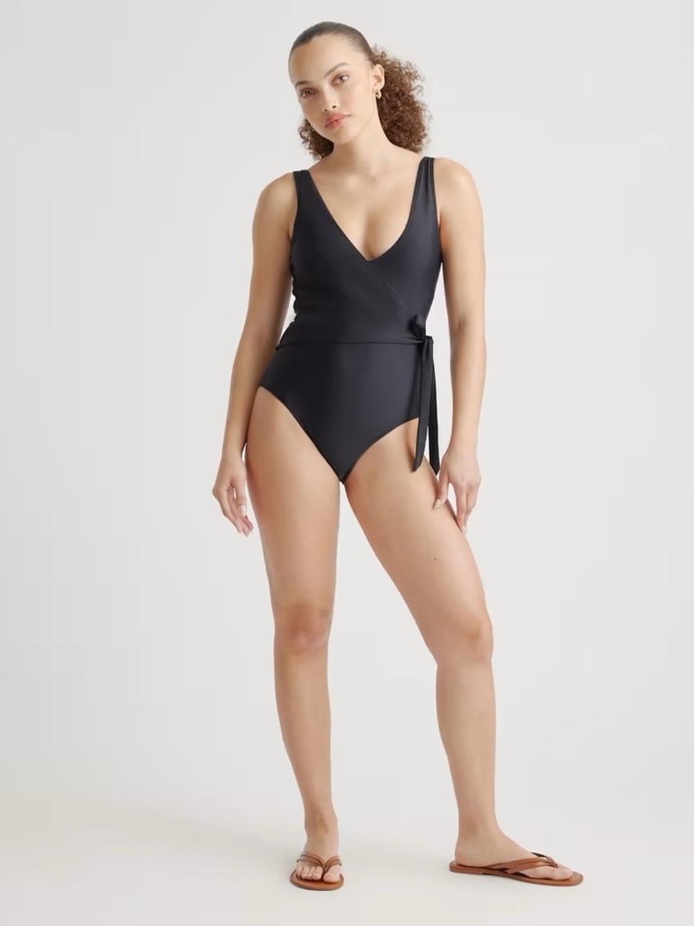 Quince Italian Wrap Black Swimsuit Size 10